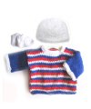 KSS Red/Blue and White Handmade Sweater/Hat and Bootie (6 Months) SW-813