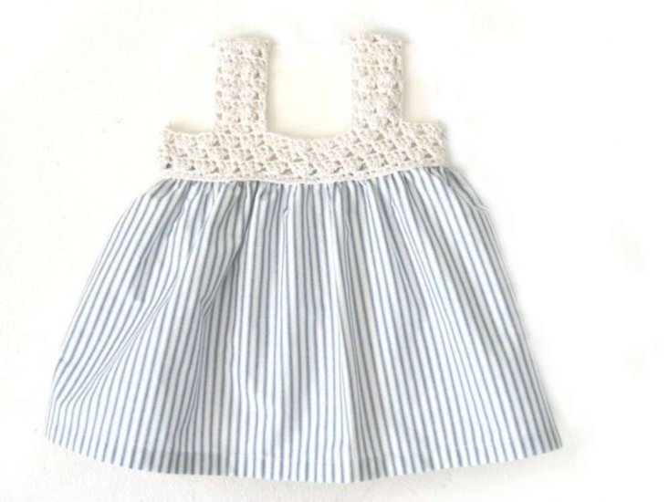 KSS Cotton Dress Off white/Navy 24 Months - Click Image to Close