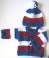 KSS Red, White and Blue Sweater/Cardigan with a Hat 3 Months SW-661