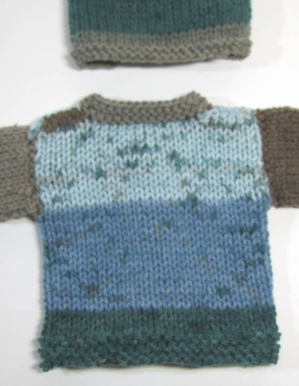 KSS Blue/Brown Heavy Sweater/Cardigan with a Hat (3 Months) - Click Image to Close