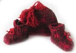 KSS Reddish Knitted Booties and Hat set (0 - 3 Months)