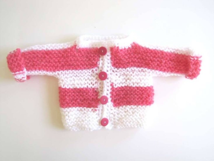 KSS Pink & White Striped Baby Sweater (3 Months) - Click Image to Close