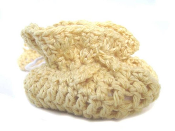 KSS Yellow Cotton Crocheted Booties (3-6 Months) - Click Image to Close