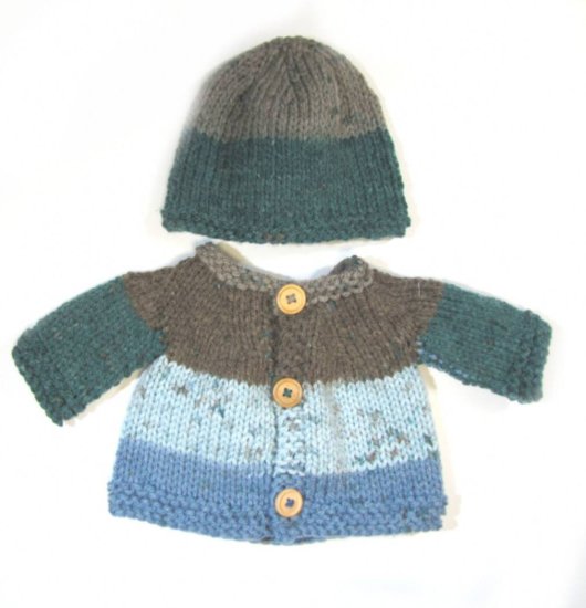 KSS Blue Berry Muffin Sweater/Cardigan with a Hat (6 Months) - Click Image to Close