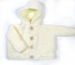 KSS White Fluffy Hooded Baby Sweater/Cardigan 12 Months SW-912