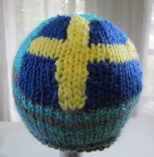 KSS Aqua Beanie with a Swedish Flag 13" (3-6 Months) - Click Image to Close