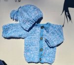 KSS Blue/Lightblue Sweater/Jacket and Hat (6 - 12 Months) SW-097