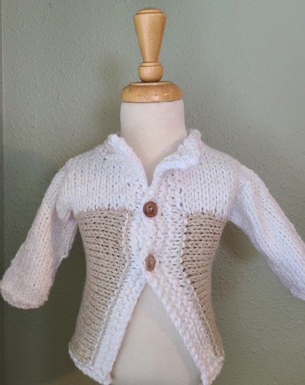 KSS White/Beige Sideways Sweater/Jacket (9 Months) SW-1082