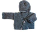 KSS Greyish Purple Sweater/Cardigan with a Hat Newborn SW-939 KSS-SW-939-EB