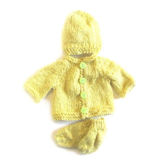 KSS Lime Colored Acrylic Soft Sweater/Jacket Set (Newborn) - Click Image to Close