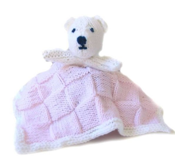 KSS Knitted Polar Bear Blankie 9x9 Inches BB-068 - Click Image to Close
