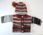 KSS Grey Maroon Sweater/Cardigan with a Hat (3 Months)