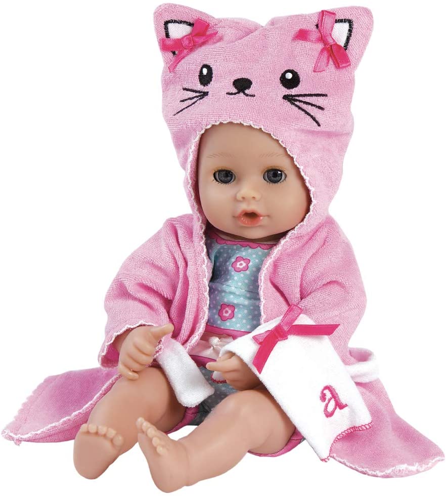 Adora Baby Bath Toy Kitty, 8.5 inch Bath Time Baby Tot Doll with QuickDr ADORA-2181007-KITTY