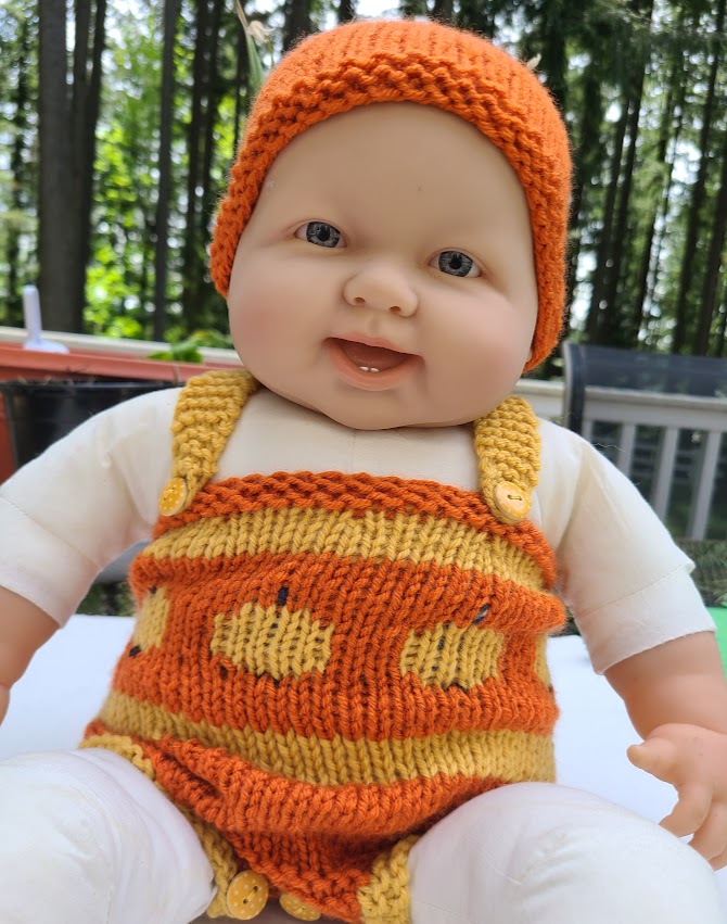 KSS Yellow Knitted Pumpkin Onesie Romper and Hat 6 Months PA-075