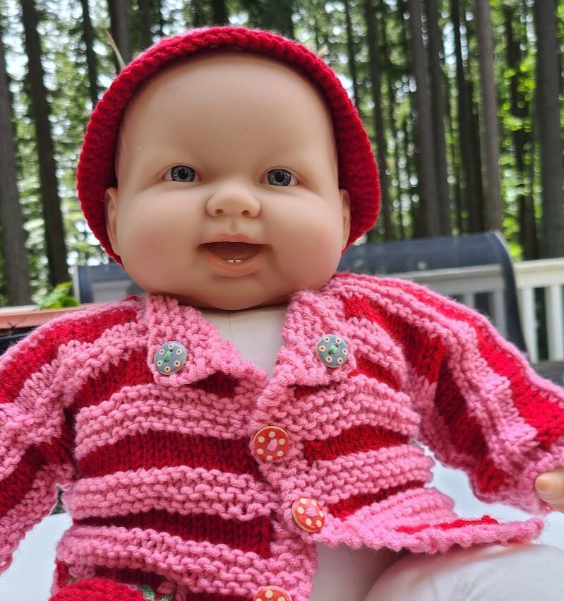 KSS Pink/Red Sweater/Cardigan with a Hat (6 Months) SW-1047
