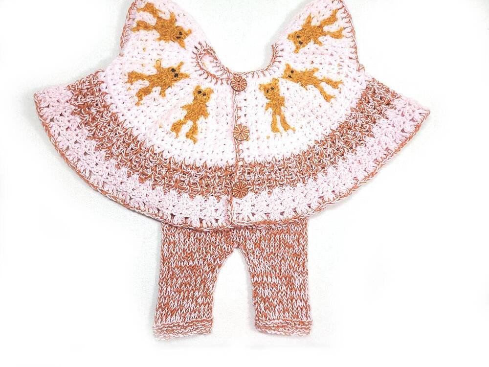 KSS Teddy Bear Sweater/Cardigan with Pants (6 Months) SW-1058