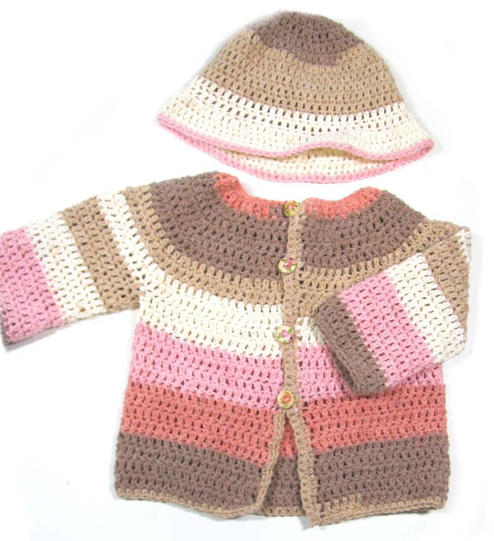 KSS Pink/Red/Beige Crocheted Sweater/Jacket & Hat (2 Years) SW-994 KSS-SW-994-EBK