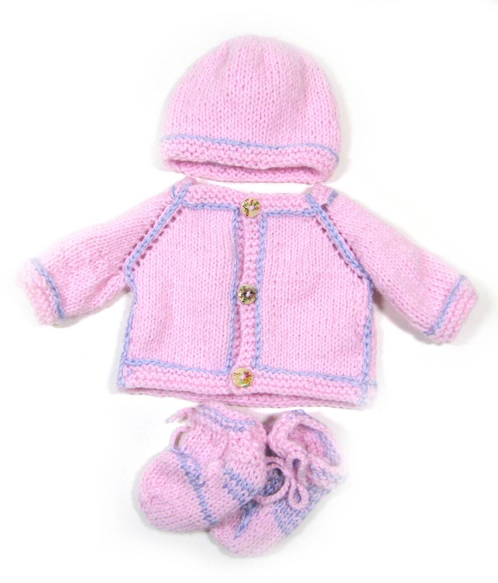KSS Pink with Grey Sweater/Booties with a Hat Newborn SW-996 KSS-SW-996-AZH