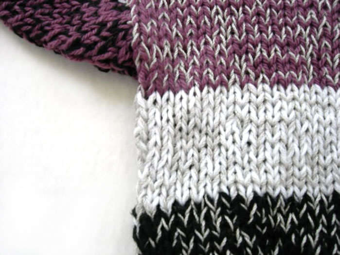 Purple/Grey/Black V-neck Sweater with a Cap - Click Image to Close