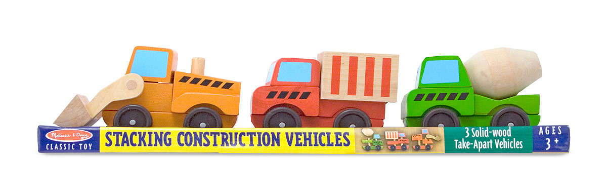 Melissa & Doug Wooden Stacking Construction Vehicles - Click Image to Close