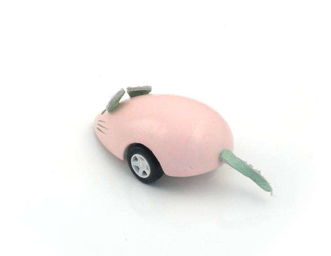 Mechanical Wooden Mouse Pink