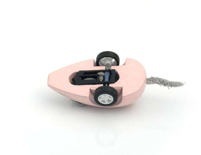 Mechanical Wooden Mouse Pink - Click Image to Close