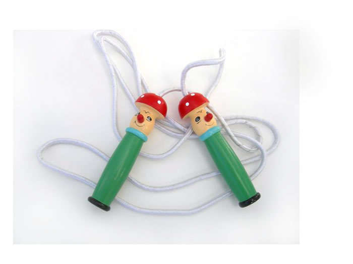 Jumprope with Handpainted Wooden Mushrooms