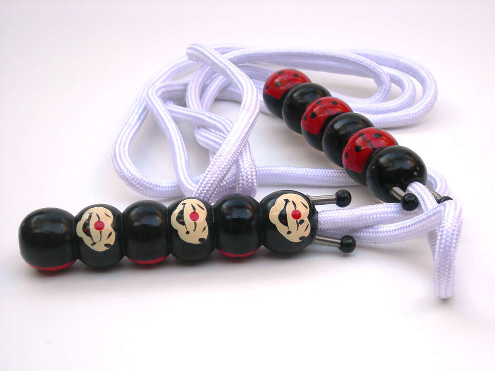 Jumprope with Handpainted Wooden Ladybugs Face SWE-DEN-05899