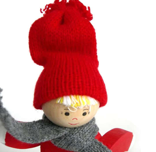 Tomte Boy on Snowboard - Click Image to Close