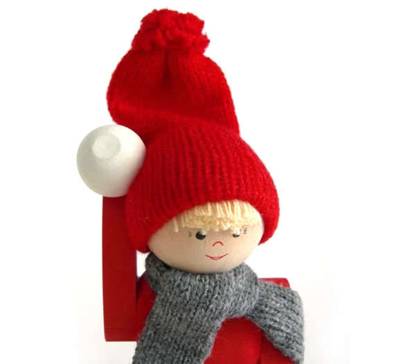Tomte Boy with Snowball - Click Image to Close