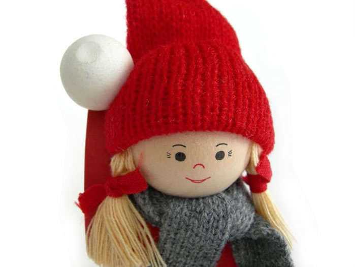 Tomte Girl with a Snowball - Click Image to Close