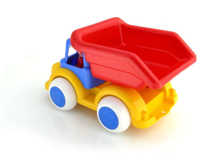 Viking Toys 10" Super Chubbies Dump Truck Red / Blue / Yellow 1250 - Click Image to Close