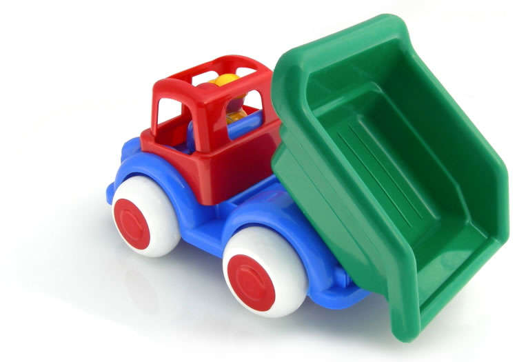 Viking Toys 10" Super Chubbies Dump Truck Red / Green / Blue 1250 - Click Image to Close