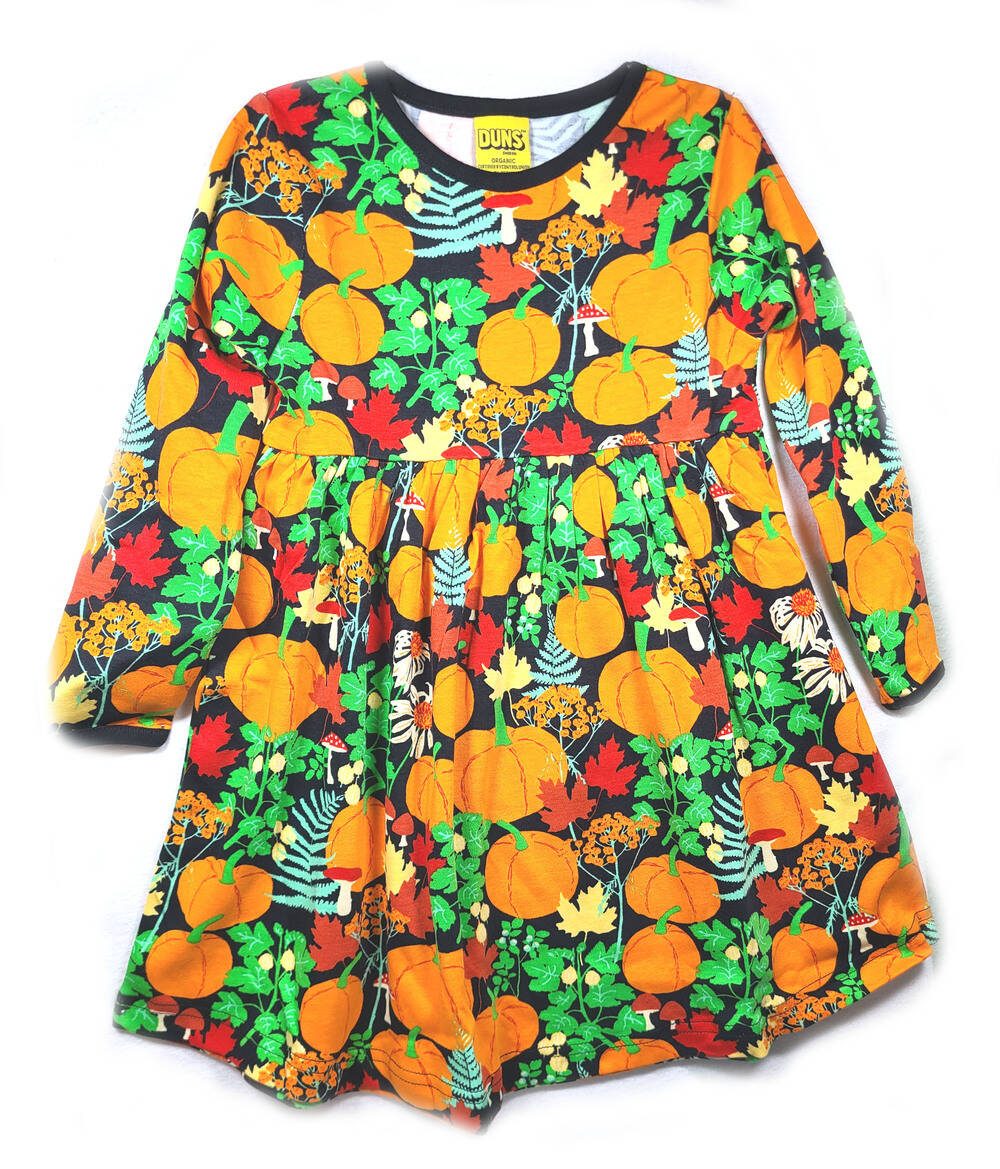 DUNS Organic Cotton "Autumn Garden" Long Sleeve Dress (134cm/8-9Y)