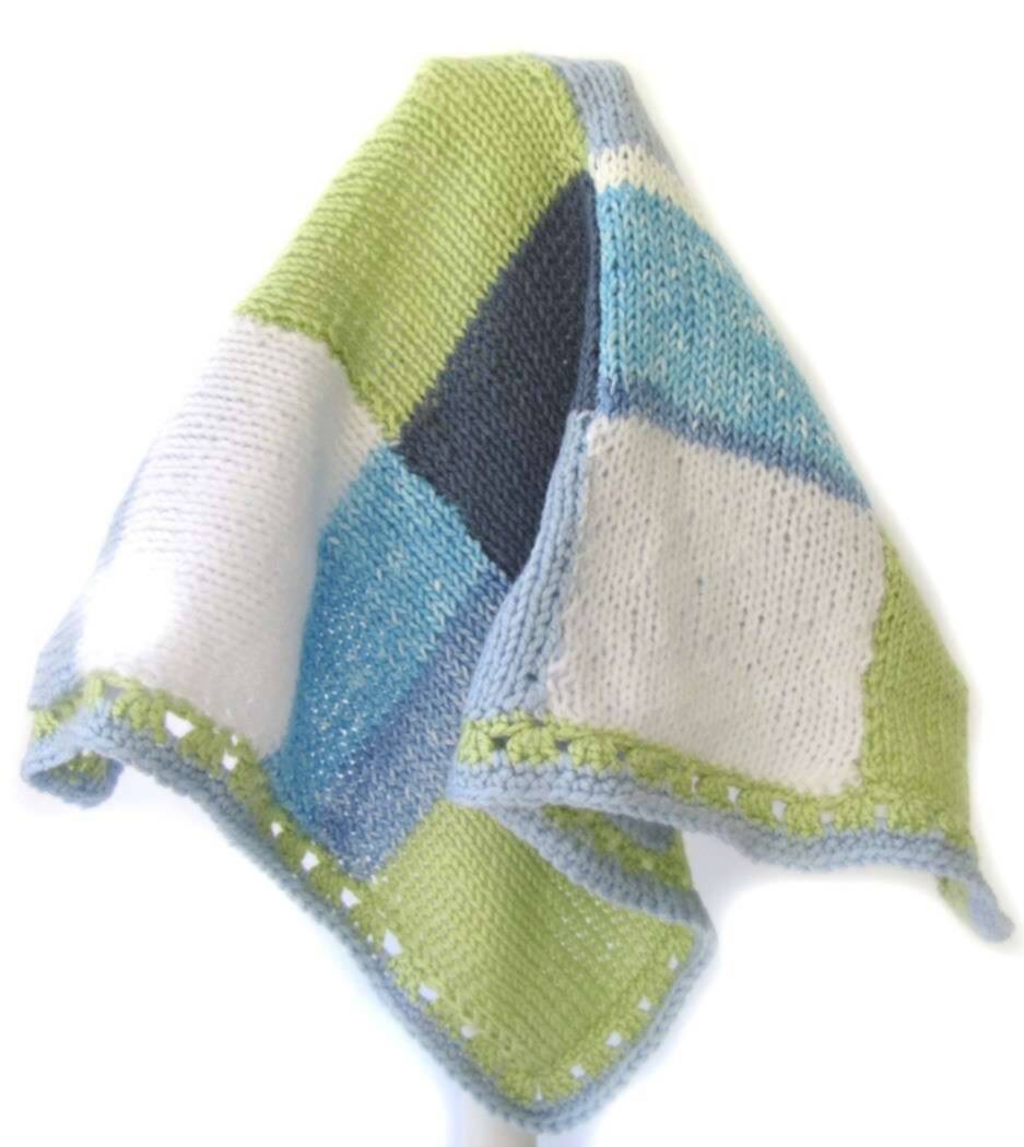 KSS Light blue, Green Squares Baby Blanket Newborn and up - Click Image to Close