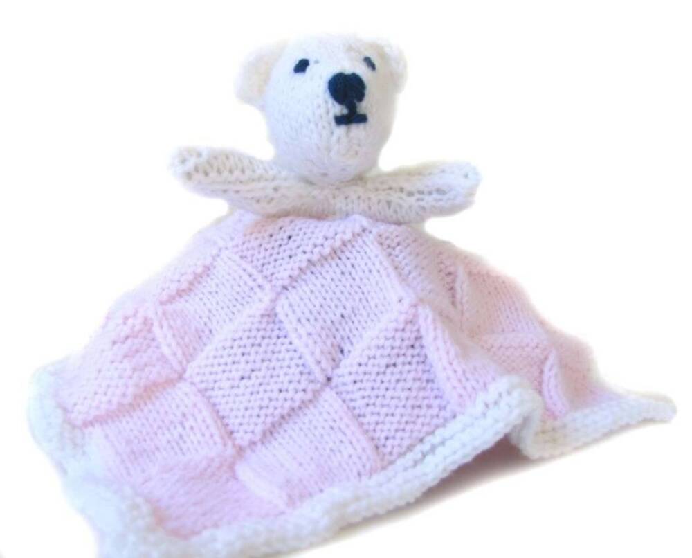 KSS Knitted Polar Bear Blankie 9x9 Inches KSS-BB-068-ET