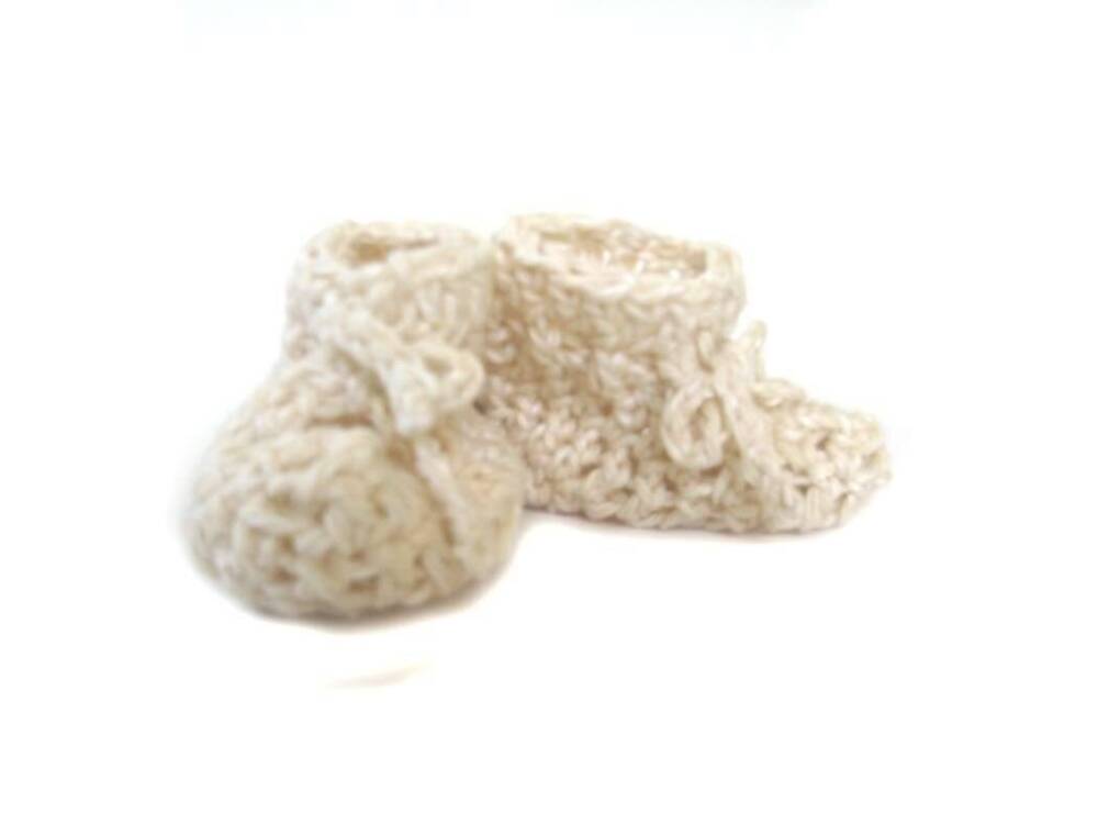 KSS Natural Cotton Crocheted Booties (0-3 Months) KSS-BO-004-SW-368-EB