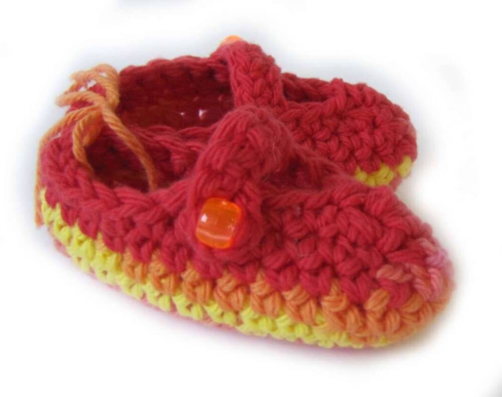 KSS Fire Cotton Crocheted Mary Jane Booties (3 - 6 Months) BO-015 KSS-BO-015-EB