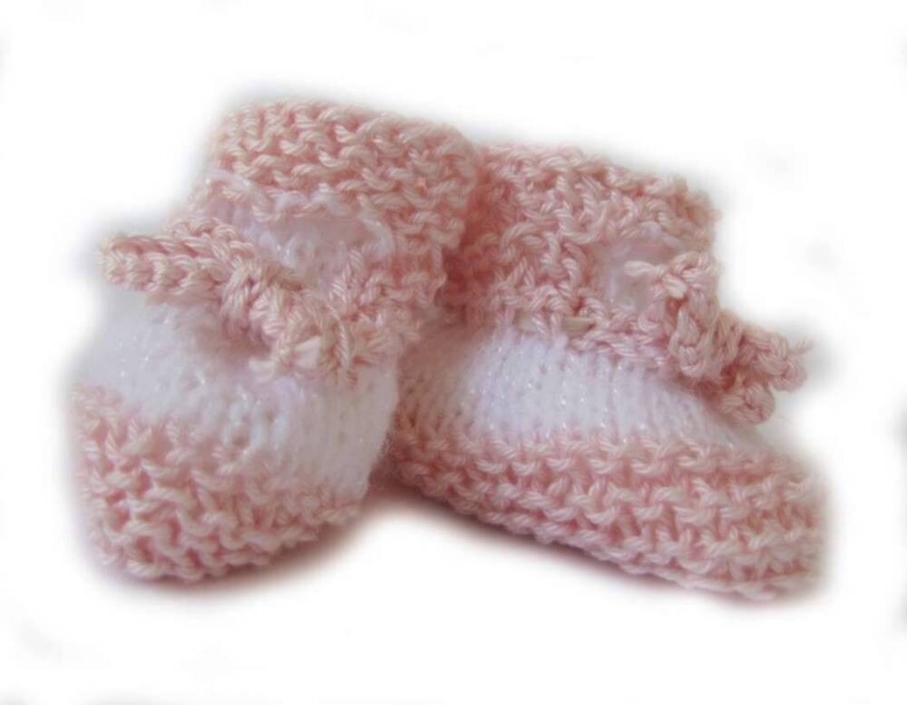 KSS Pink/White knitted Booties (0-3 Months) KSS-BO-038