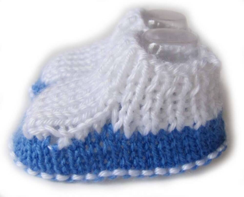 KSS Soft Knitted Blue/White Booties (6 - 9 Months) BO-050 KSS-BO-050-ET