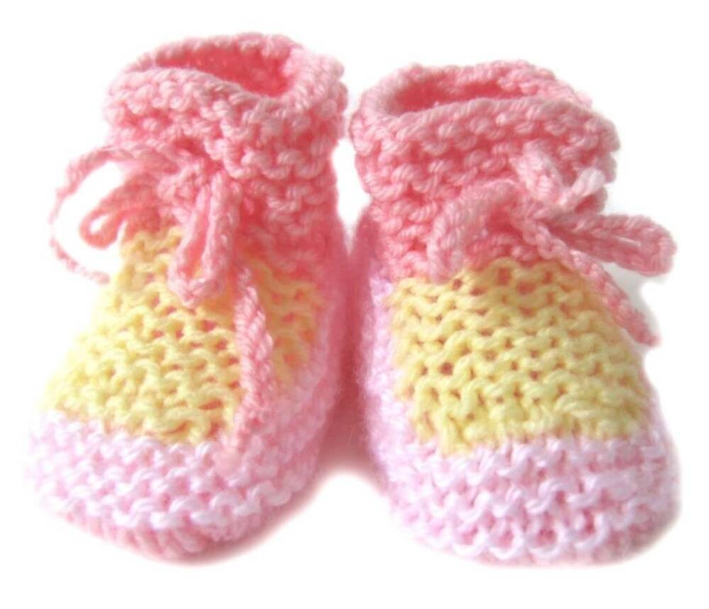 KSS Pink/Yellow Knitted Baby Booties 9 Months BO-051 KSS-BO-051-ET