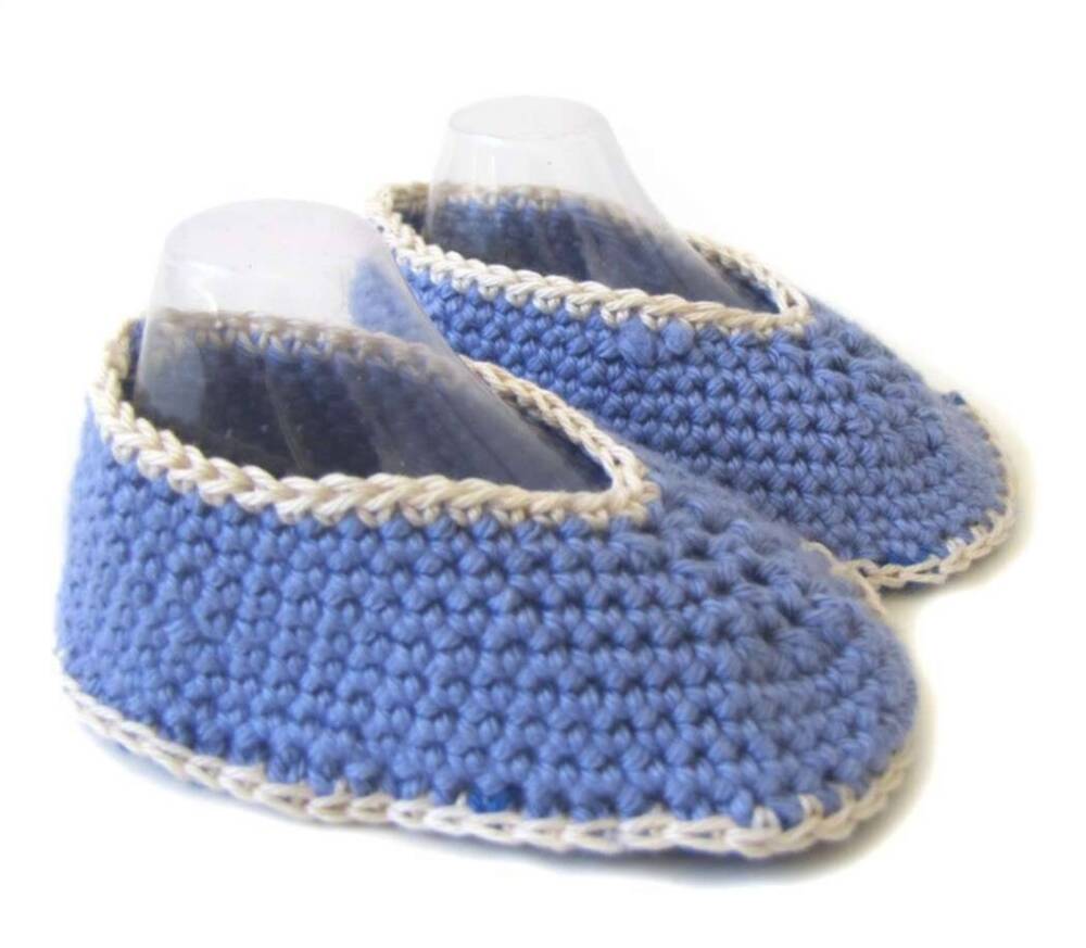 KSS Blue Cotton Crocheted Booties (3 Months) KSS-BO-064