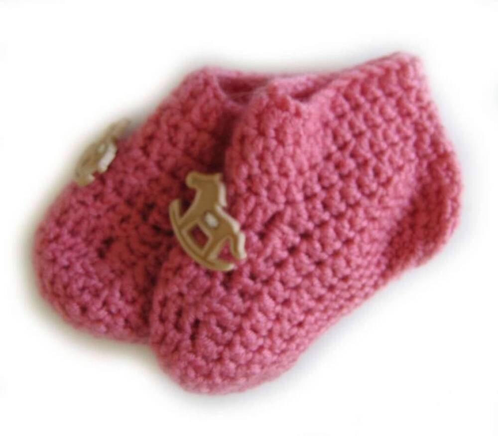 KSS Pink Knitted Booties w Button Decoration (3-6 Months) KSS-BO-079