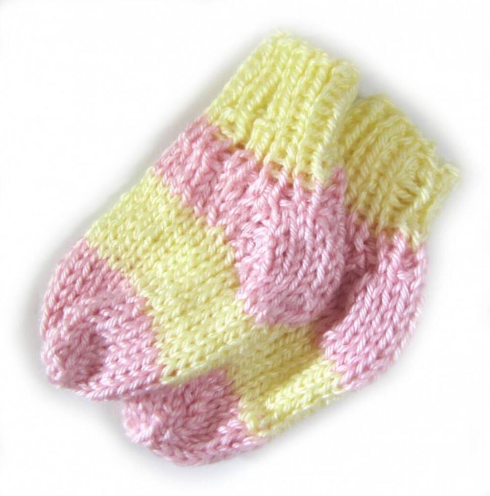 KSS Pink/Yellow Knitted Socks (3-6 Months) KSS-BO-081