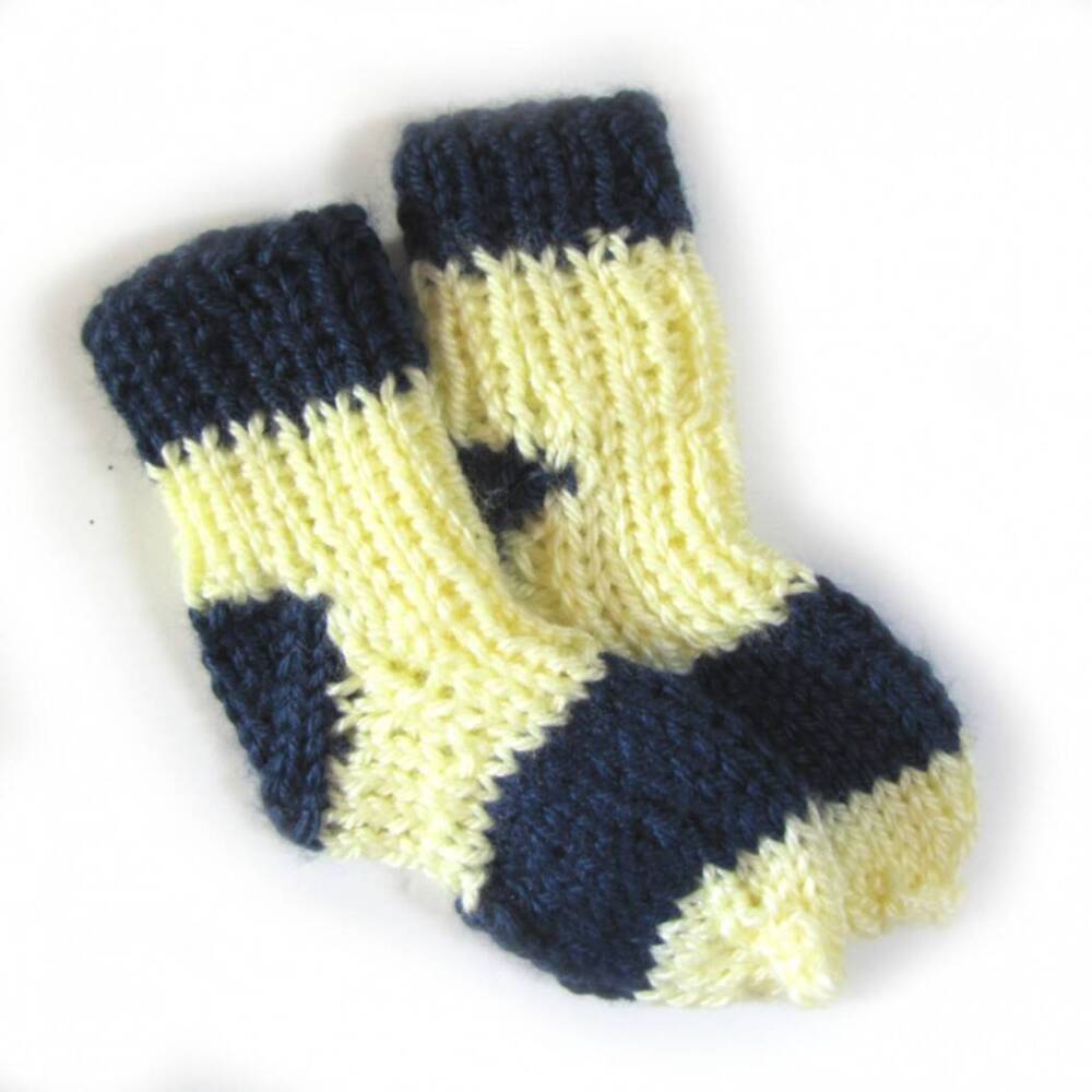 KSS navy/Yellow Knitted Socks (3-6 Months) KSS-BO-082