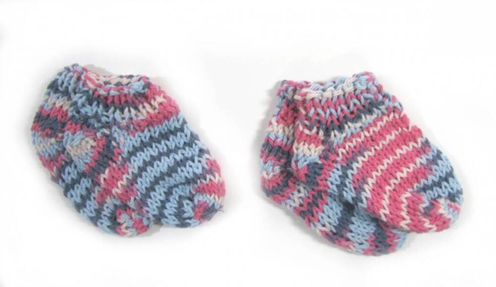 KSS Blue/Red Knitted Cotton Booties/Socks (0 - 6 Months) KSS-BO-107