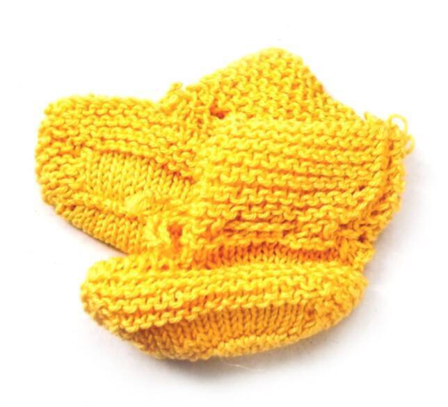 KSS Yellow Knitted Cotton Booties/Socks (0 - 3 Months) BO-147 KSS-BO-147-EB