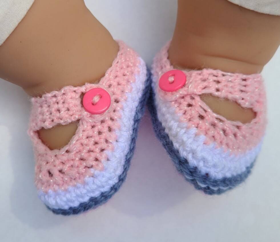 KSS Crocheted Pink Mary Jane Booties (0-3 Months) BO-154