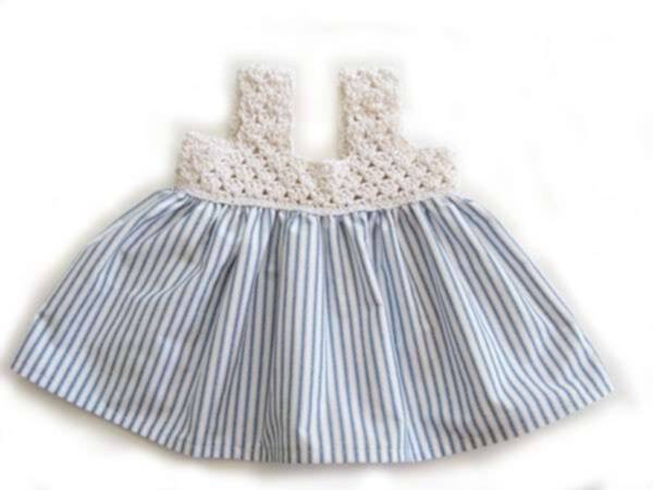 KSS Cotton Dress Off white/Navy 6-9 Months DR-039 - Click Image to Close