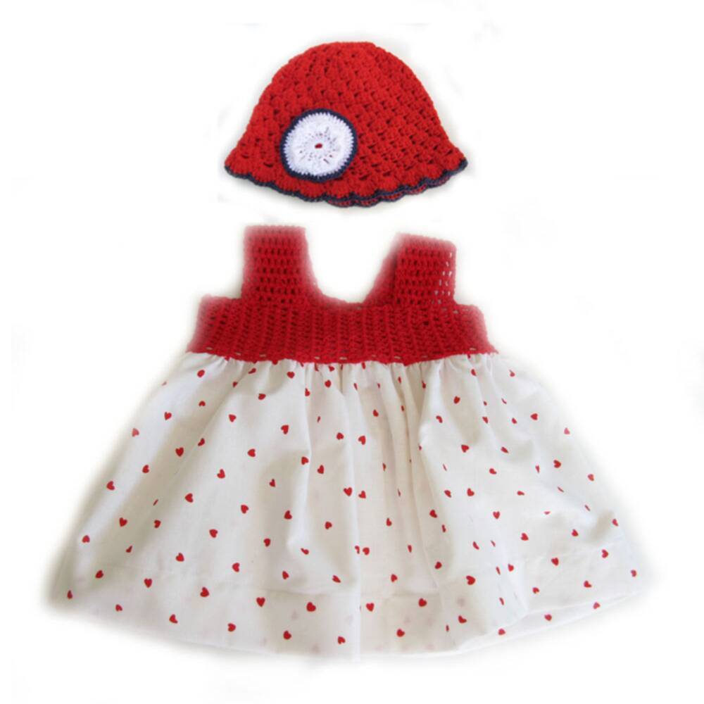 KSS Cotton Dress Red with Hearts 24months - Click Image to Close